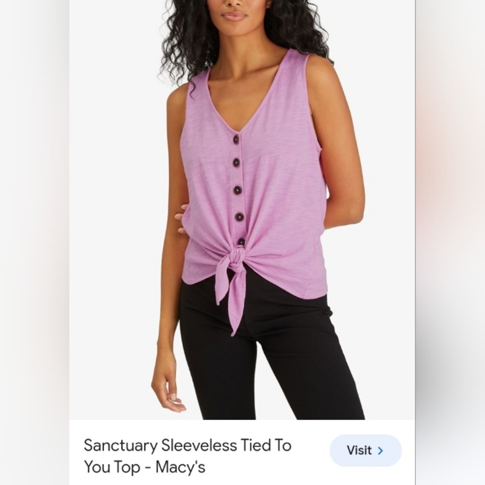 Sanctuary tie/knot front lavender tank top